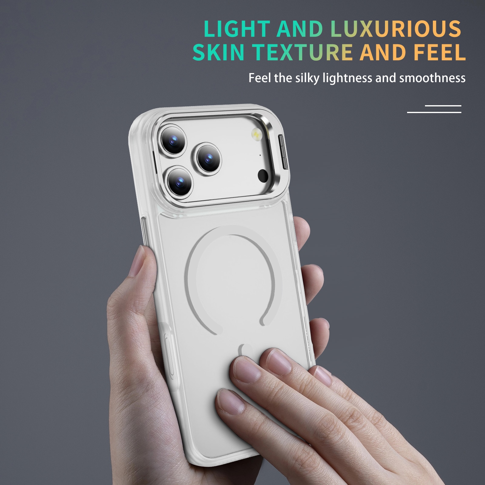 Hybridskal Kickstand MagSafe iPhone 17 Pro Max Genomskinlig