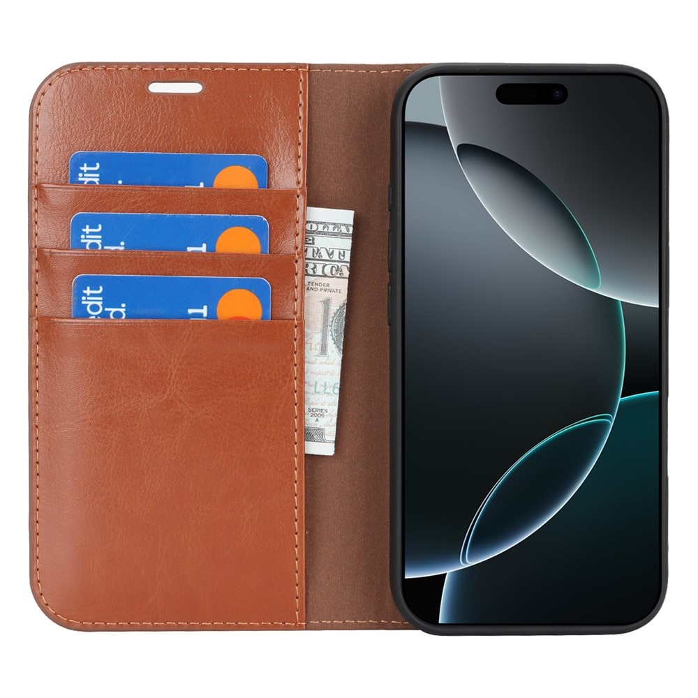 Mobilfodral Äkta Läder iPhone 17 Brun