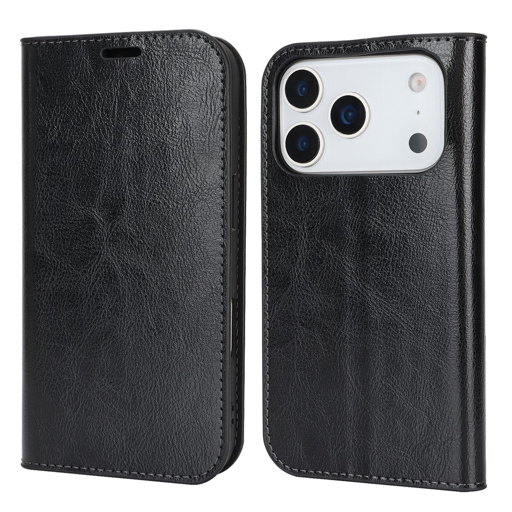 Mobilfodral Äkta Läder iPhone 17 Pro Svart