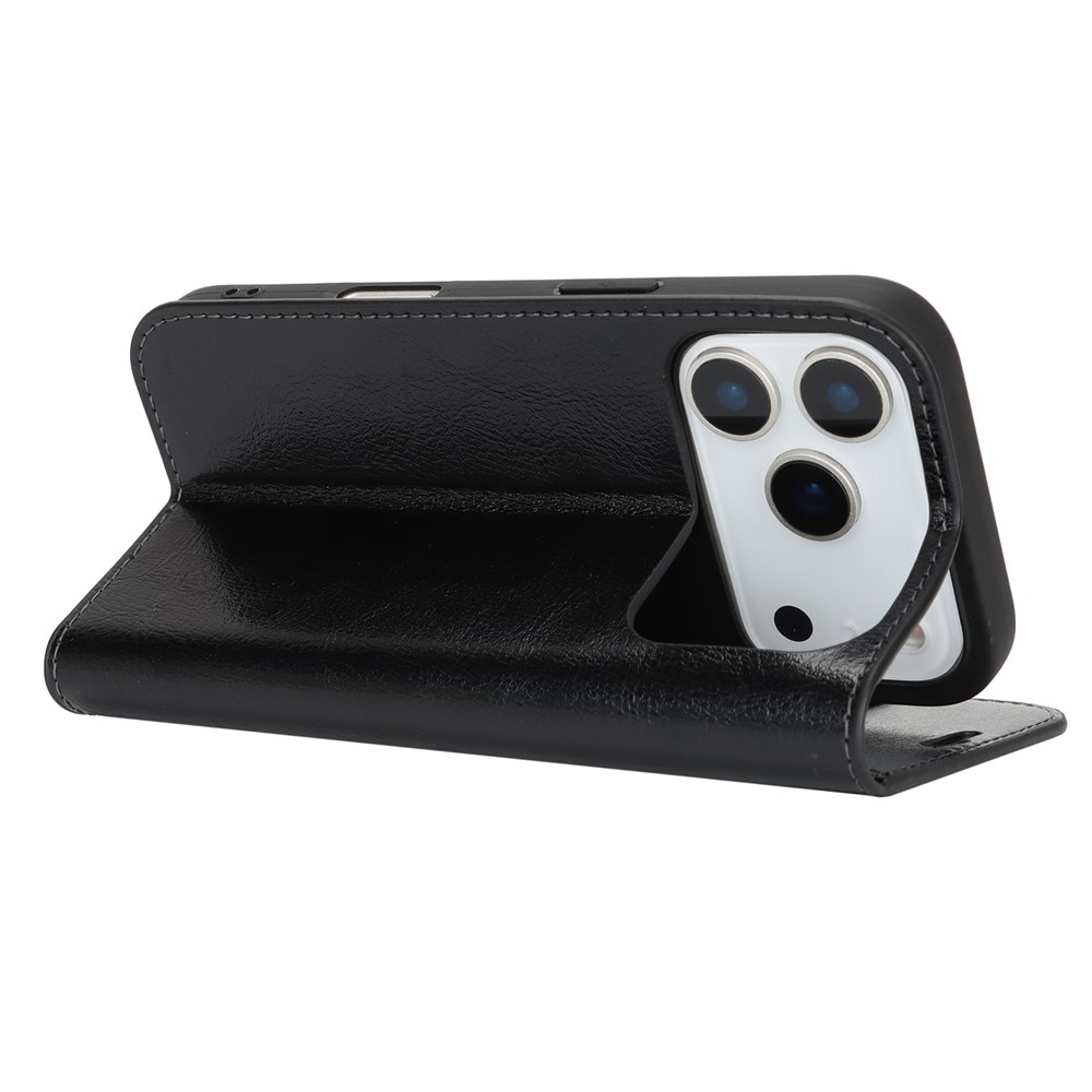 Mobilfodral Äkta Läder iPhone 17 Pro Svart