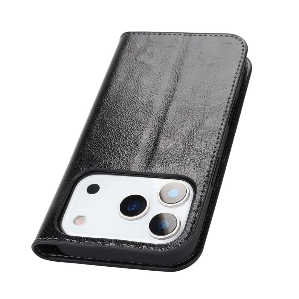 Mobilfodral Äkta Läder iPhone 17 Pro Svart