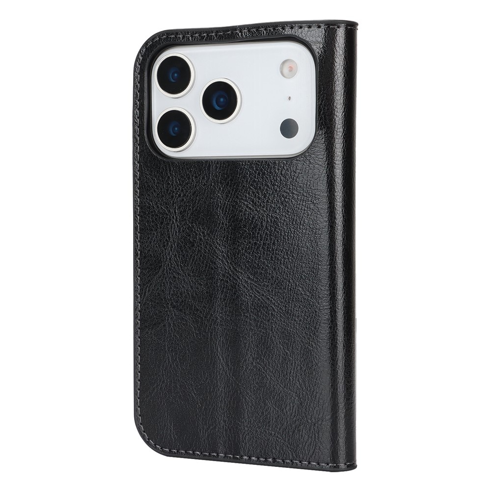 Mobilfodral Äkta Läder iPhone 17 Pro Svart