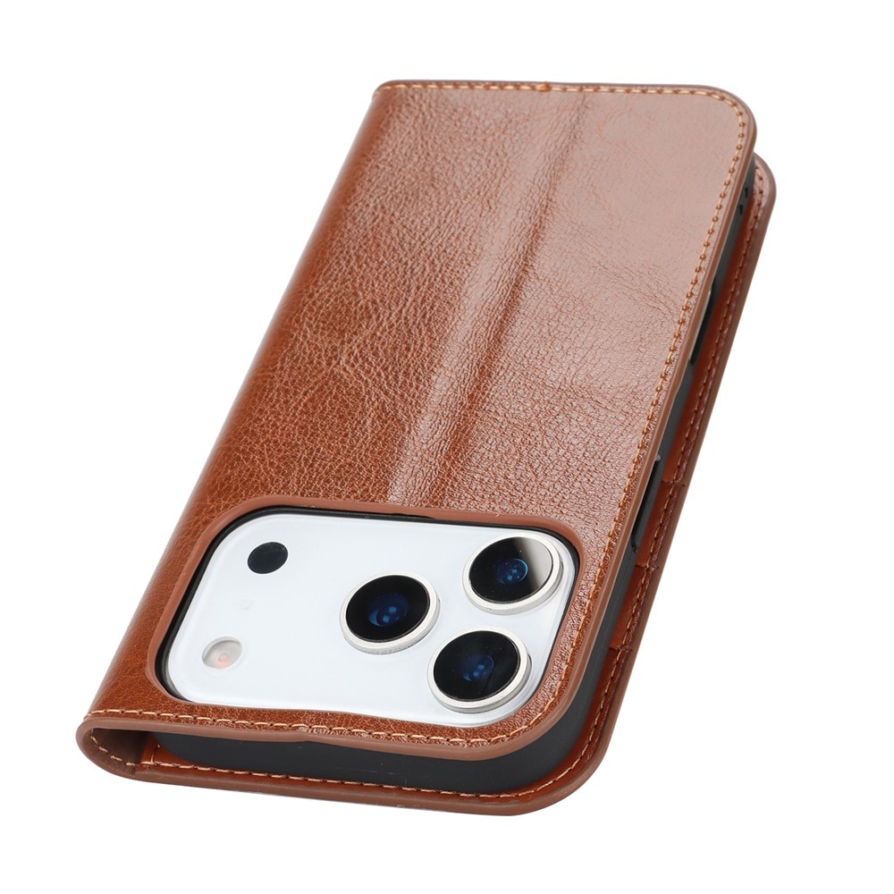 Mobilfodral Äkta Läder iPhone 17 Pro Brun