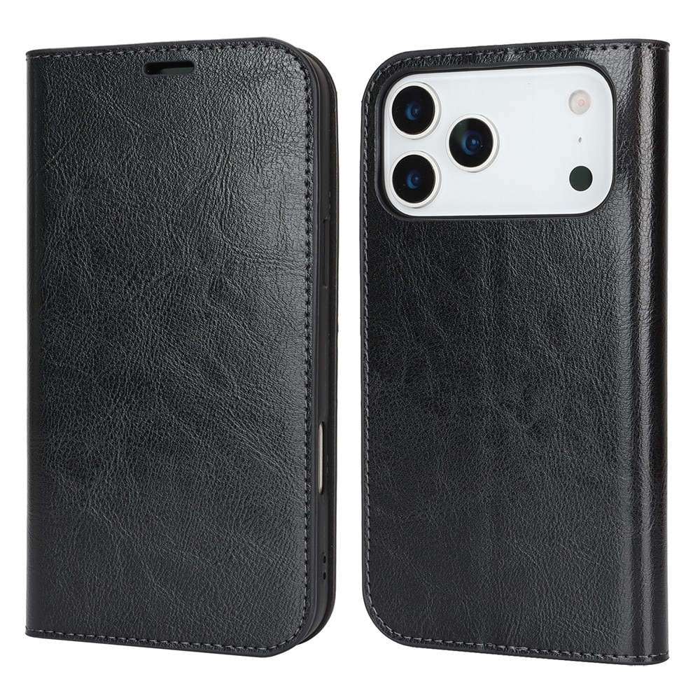 Mobilfodral Äkta Läder iPhone 17 Pro Max Svart