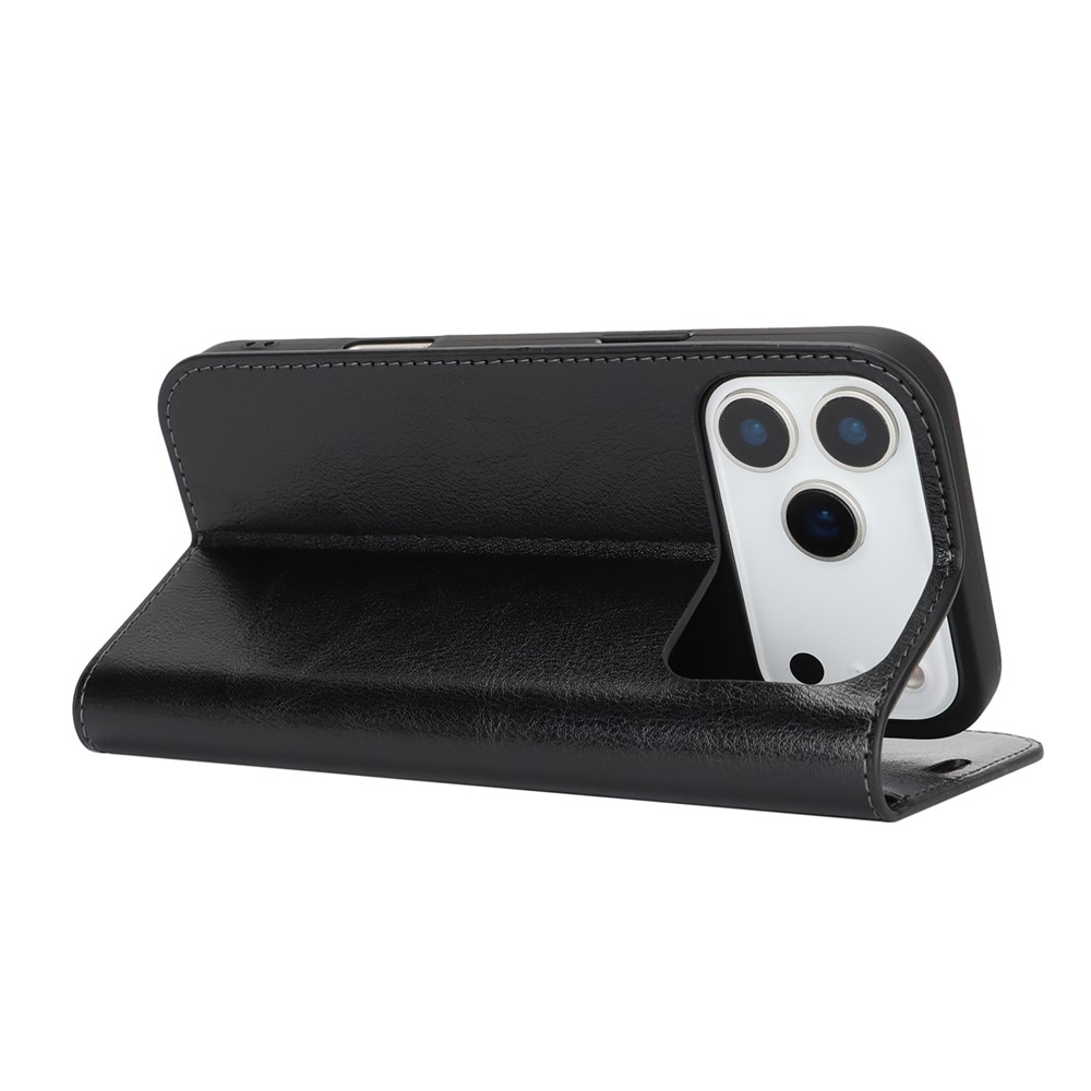 Mobilfodral Äkta Läder iPhone 17 Pro Max Svart