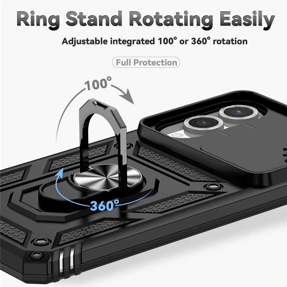 Hybridskal Ring + Kameraskydd Samsung Galaxy S25 Edge Svart