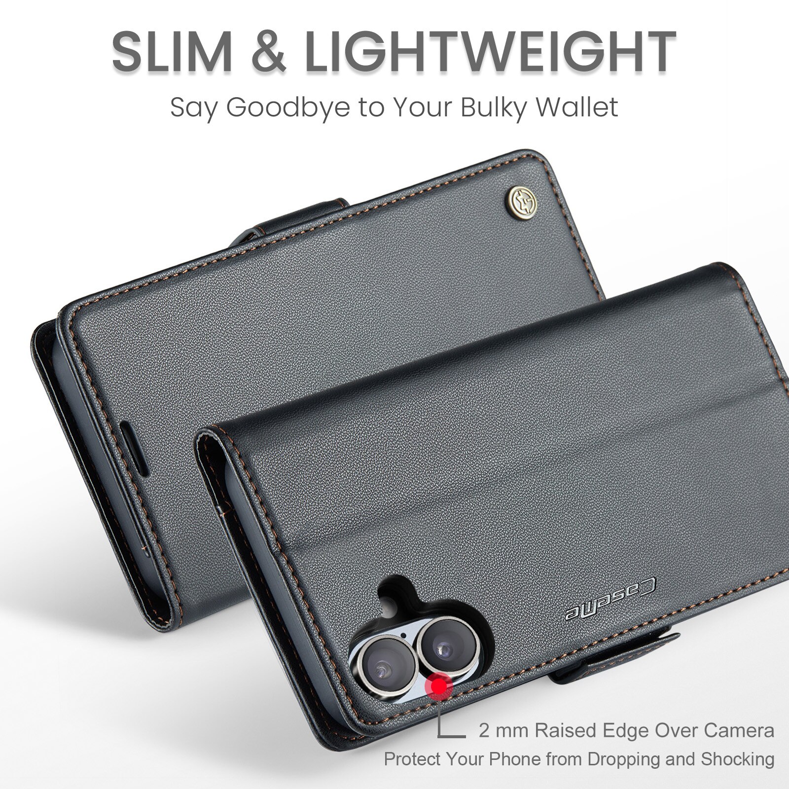 Slim Plånboksfodral RFID-skydd iPhone 17 Svart