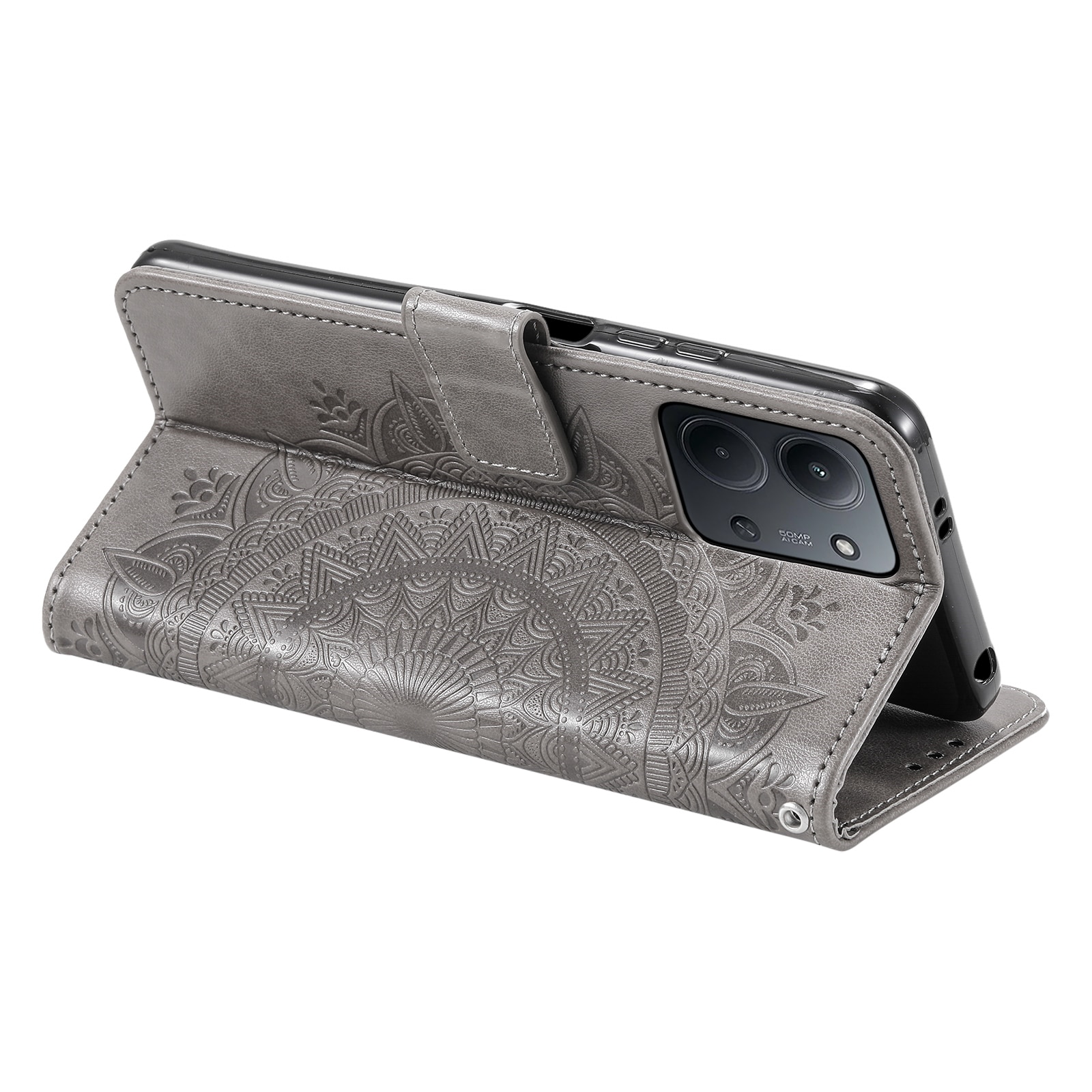 Läderfodral Mandala Xiaomi Redmi 15C Grå