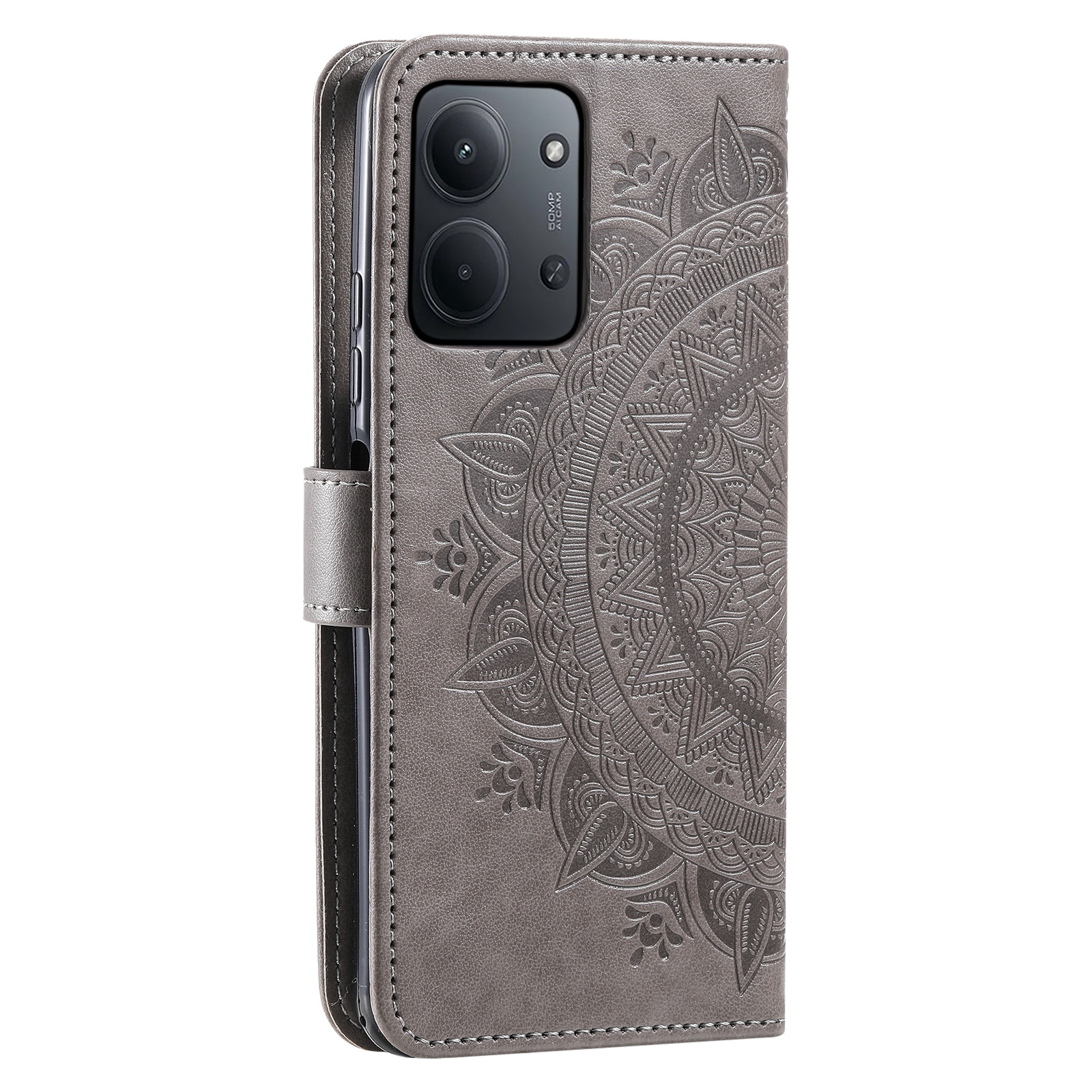 Läderfodral Mandala Xiaomi Redmi 15C Grå