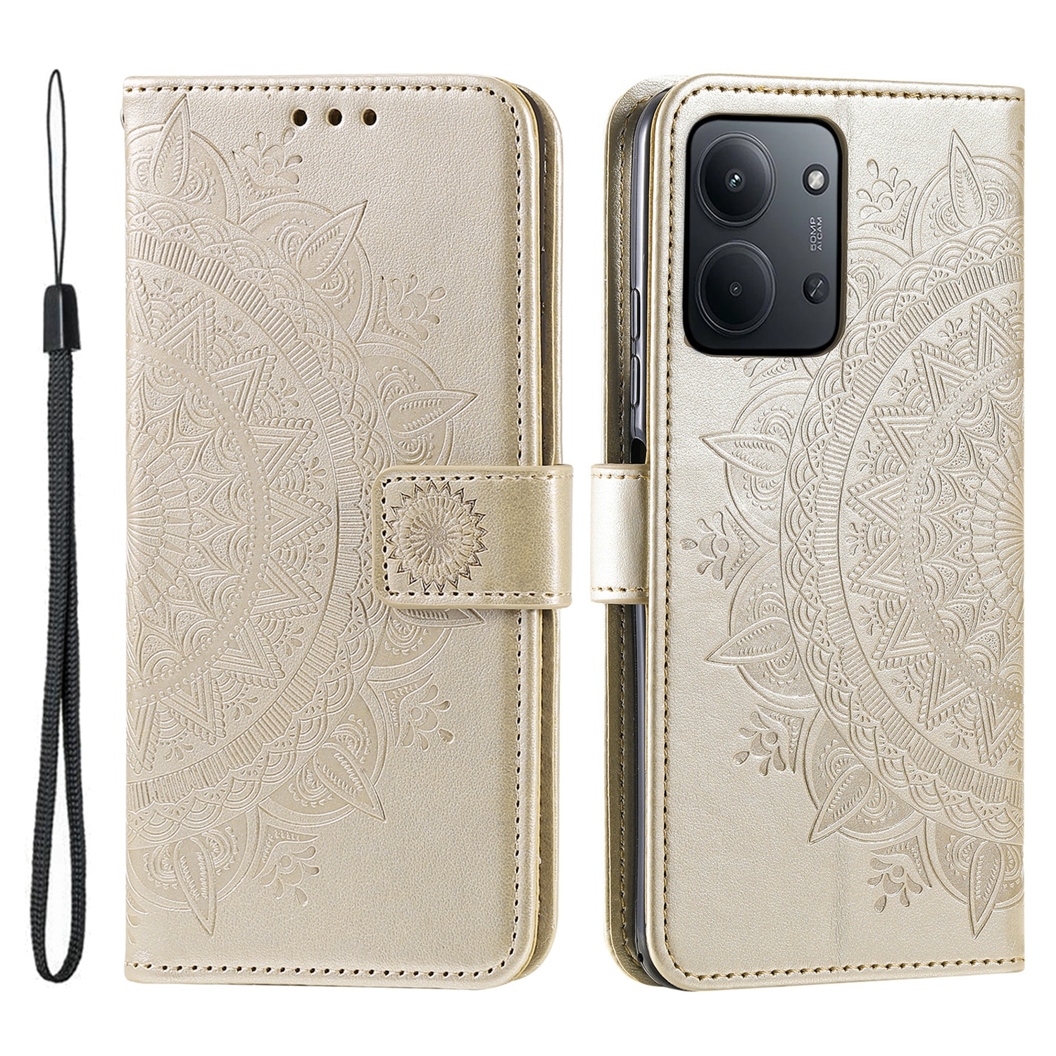 Läderfodral Mandala Xiaomi Redmi 15C Guld