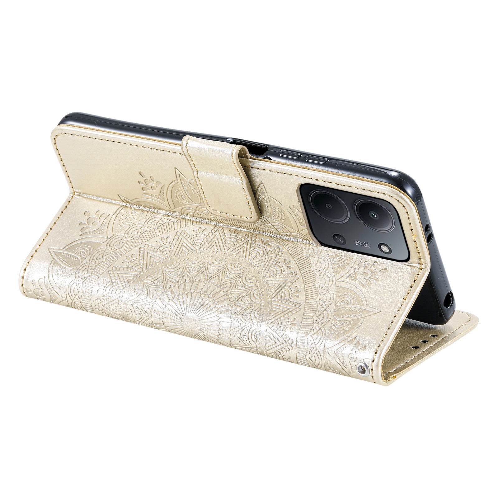 Läderfodral Mandala Xiaomi Redmi 15C Guld