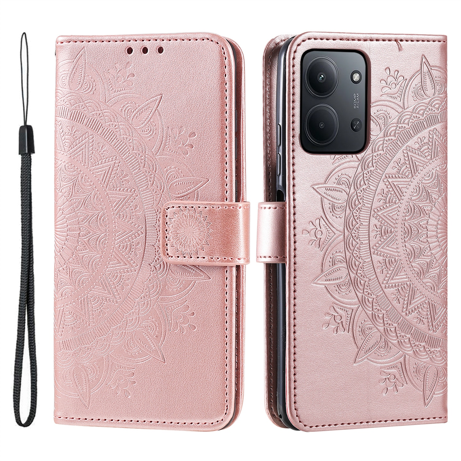 Läderfodral Mandala Xiaomi Redmi 15C Roséguld