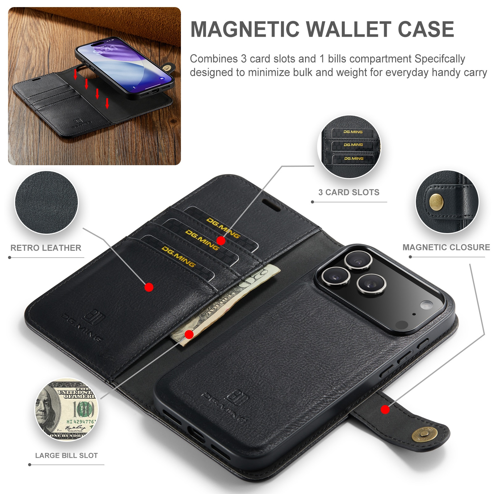Magnet Wallet iPhone 17 Pro Black