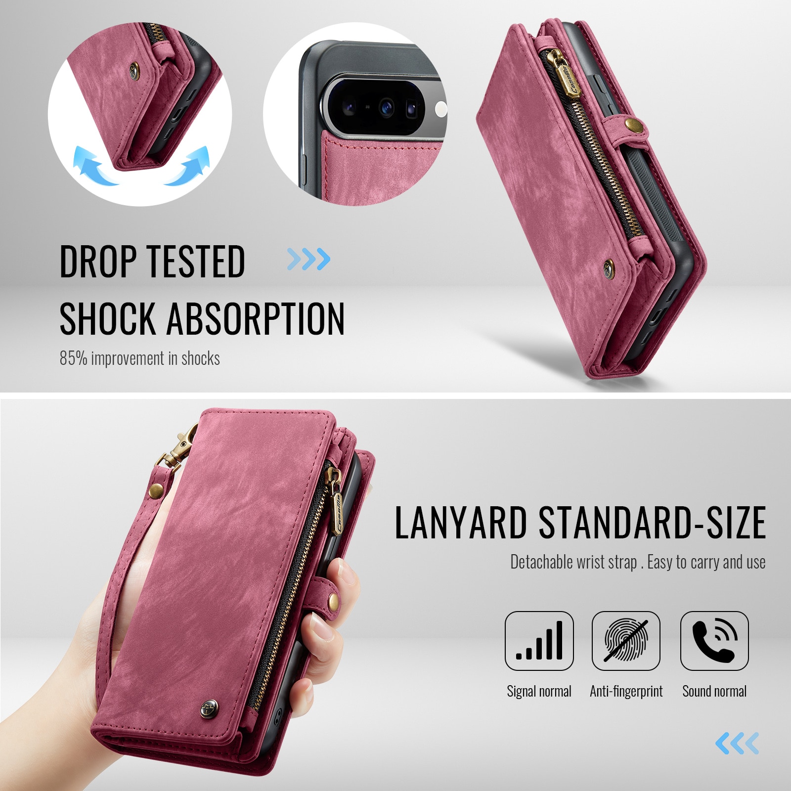Multi-slot Plånboksfodral Google Pixel 10 Pro Röd