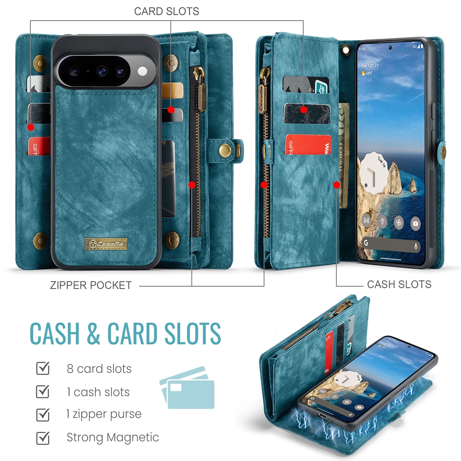 Multi-slot Plånboksfodral Google Pixel 10 Blå