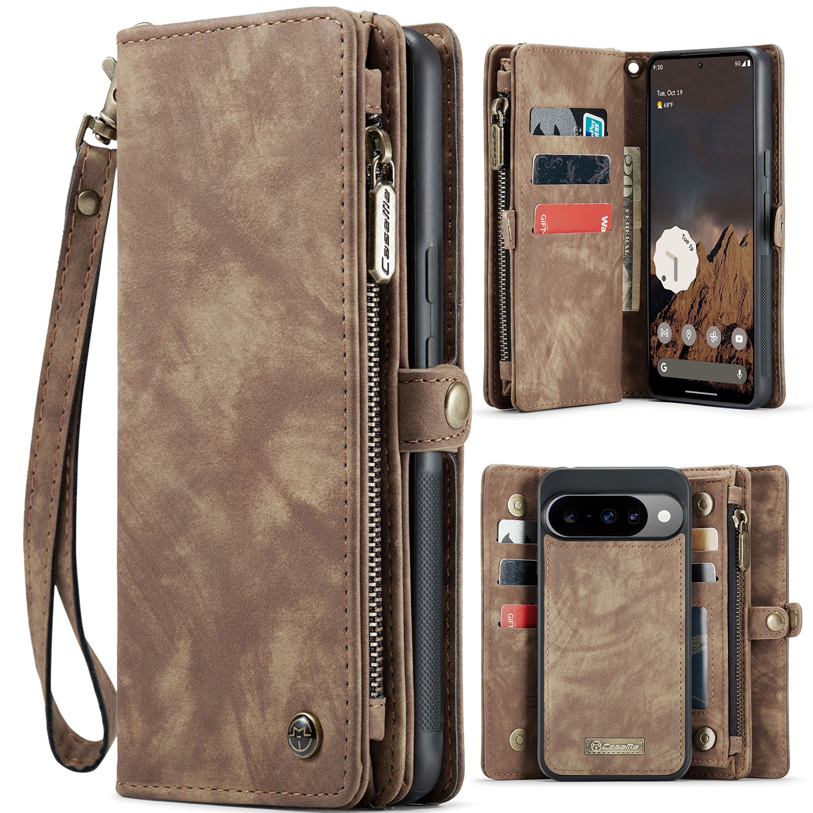 Multi-slot Plånboksfodral Google Pixel 10 Brun