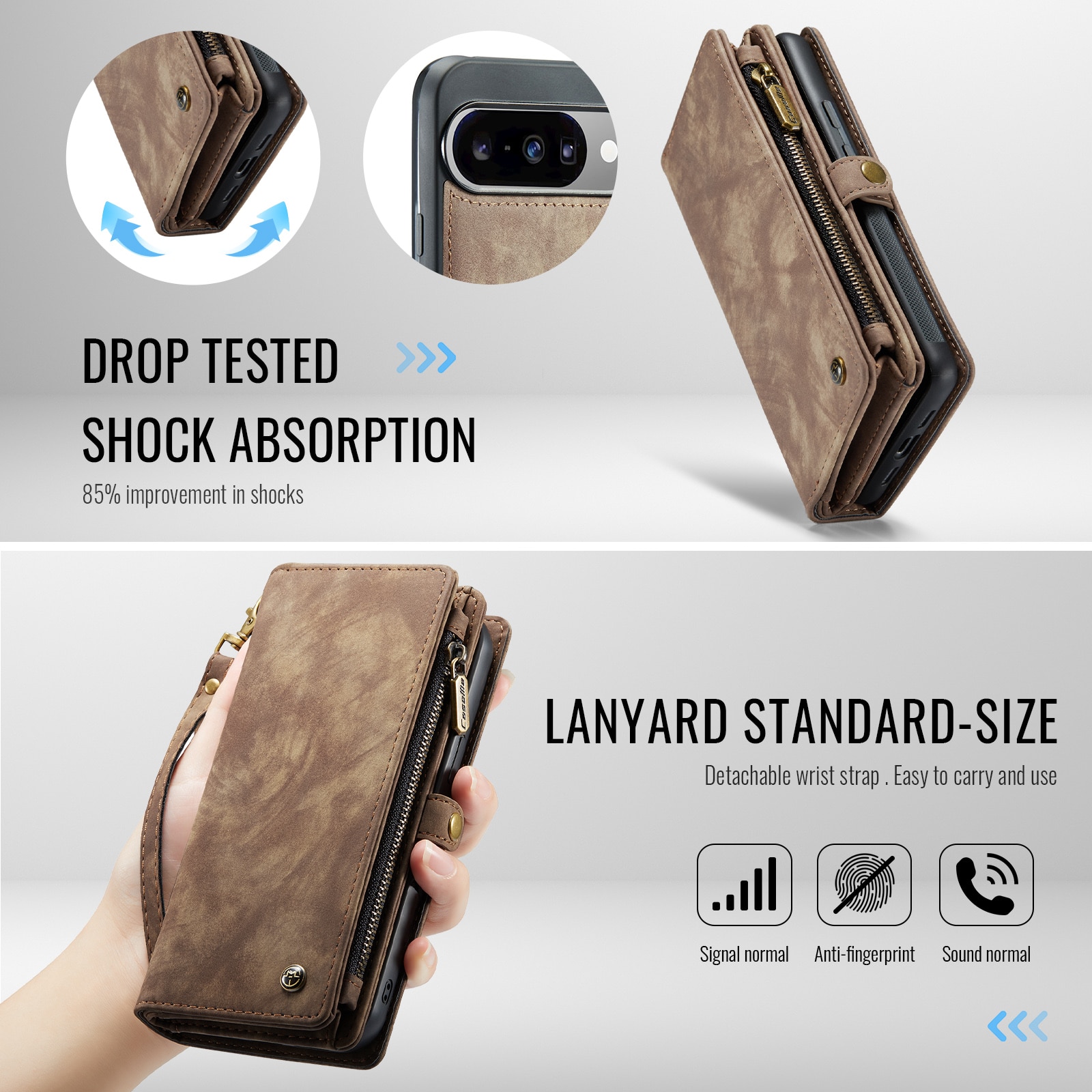 Multi-slot Plånboksfodral Google Pixel 10 Brun
