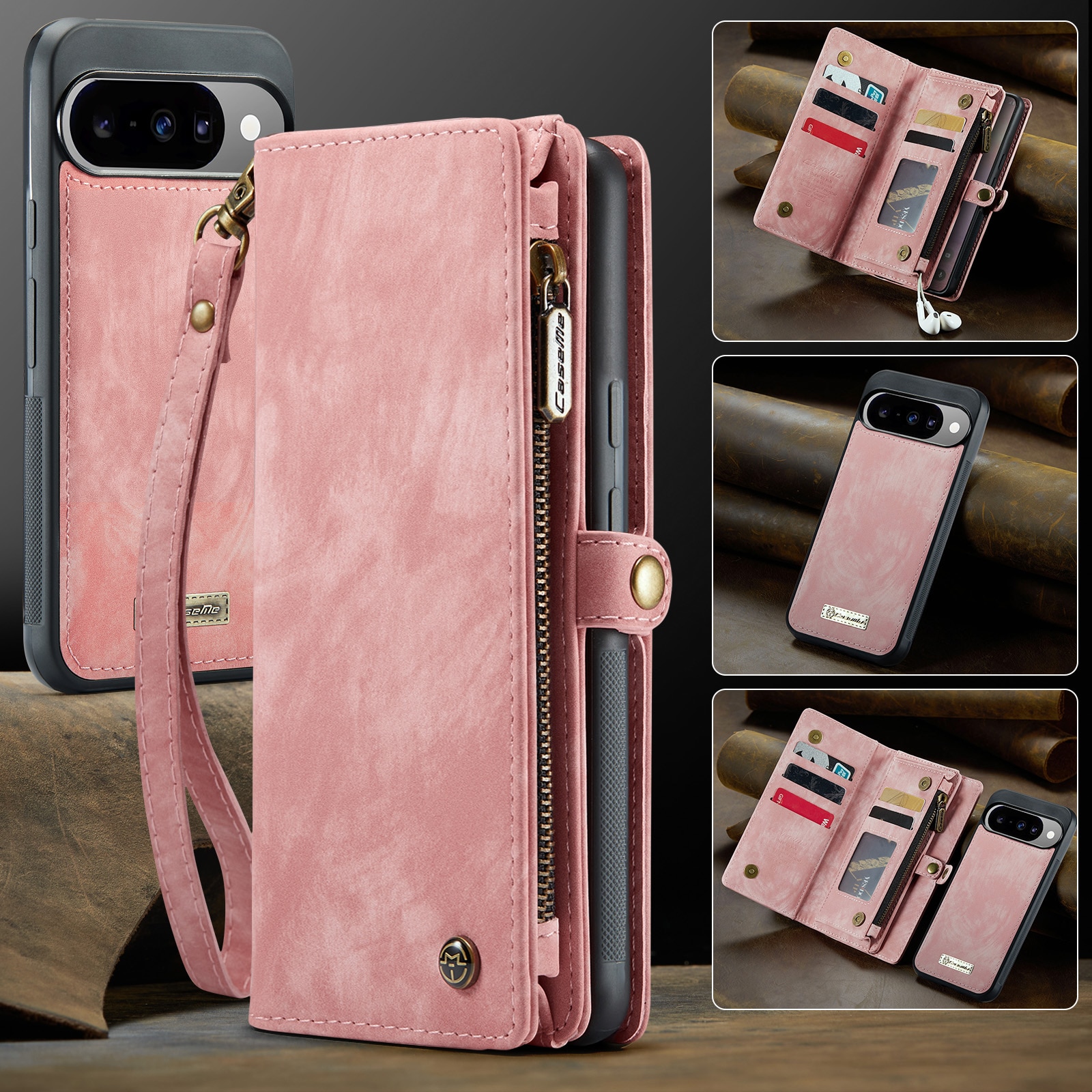 Multi-slot Plånboksfodral Google Pixel 10 Rosa
