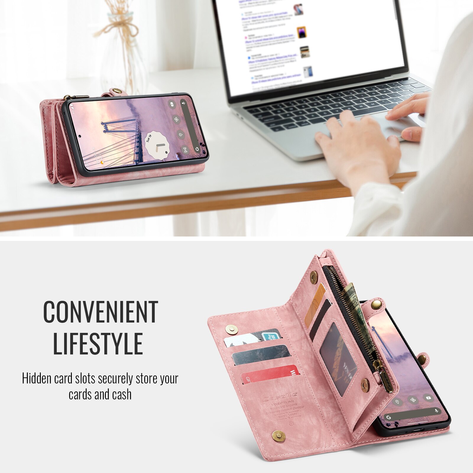 Multi-slot Plånboksfodral Google Pixel 10 Rosa