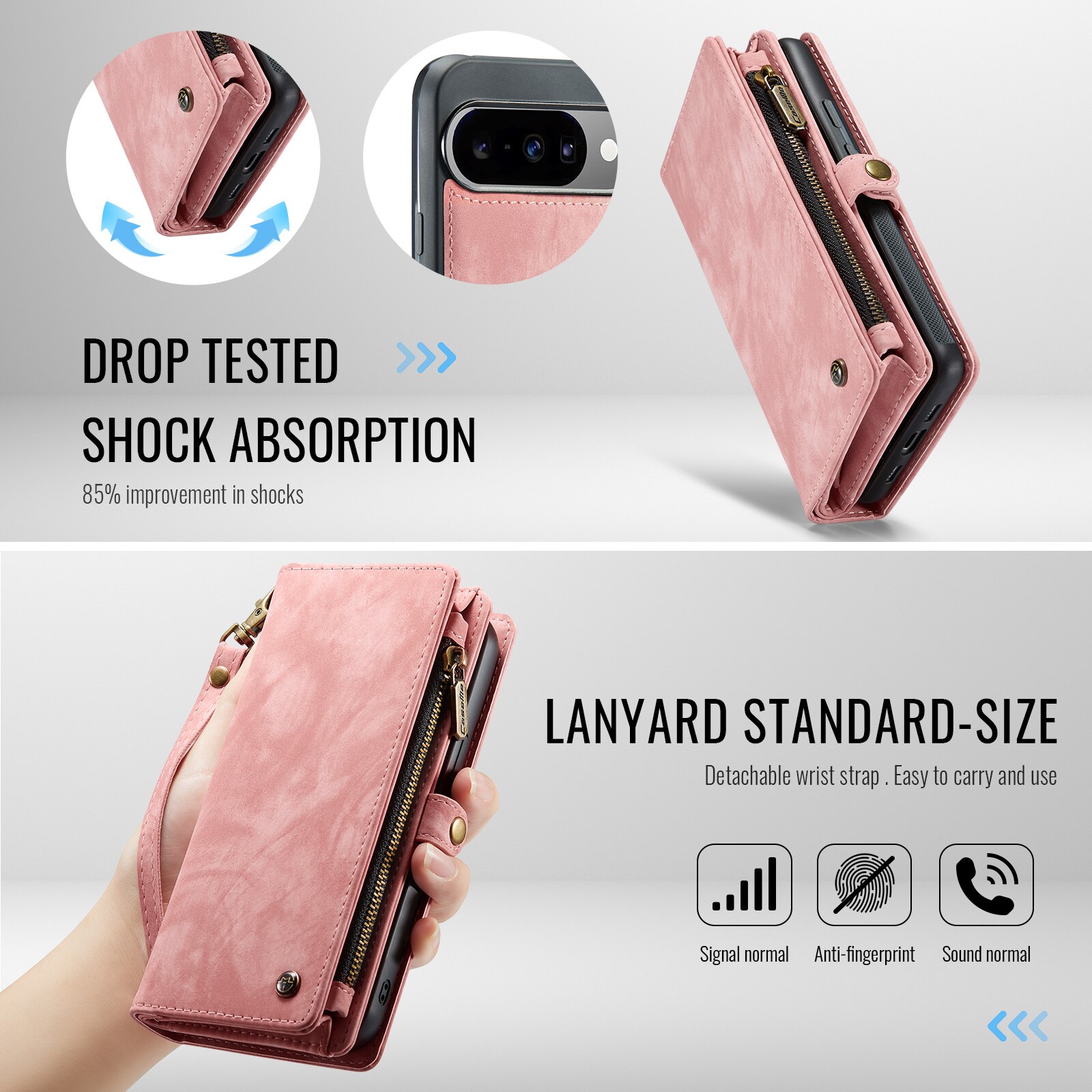 Multi-slot Plånboksfodral Google Pixel 10 Rosa