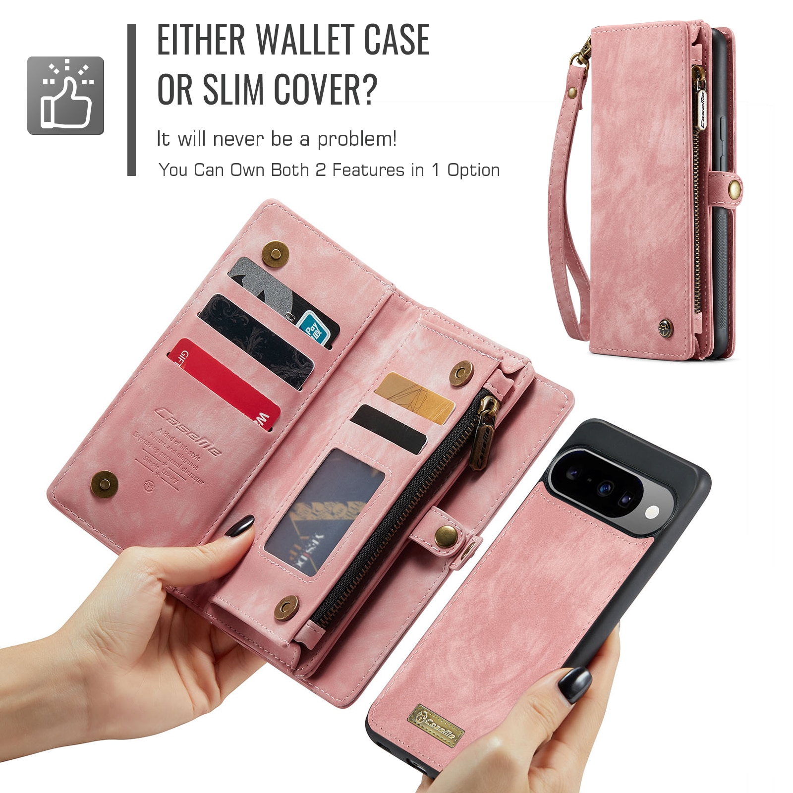 Multi-slot Plånboksfodral Google Pixel 10 Rosa