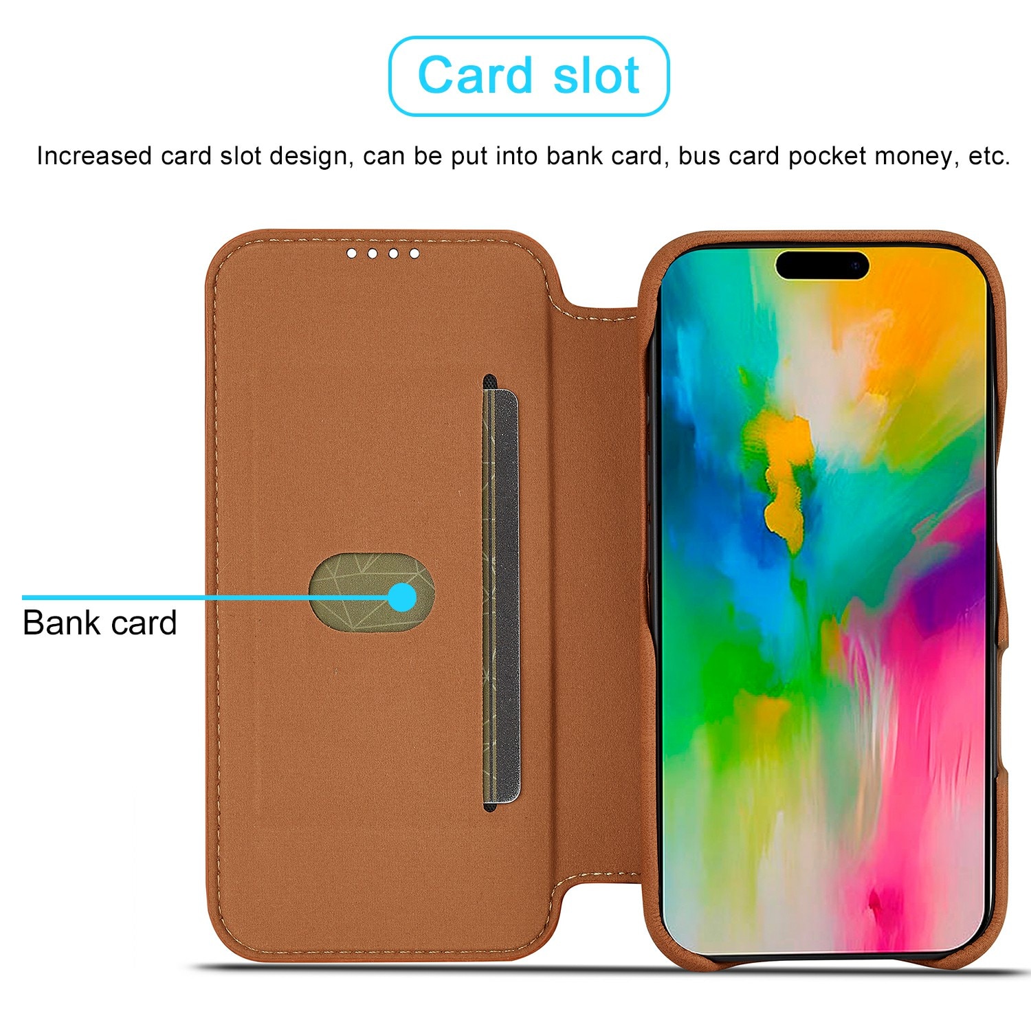Slim Plånboksfodral iPhone 17 Cognac