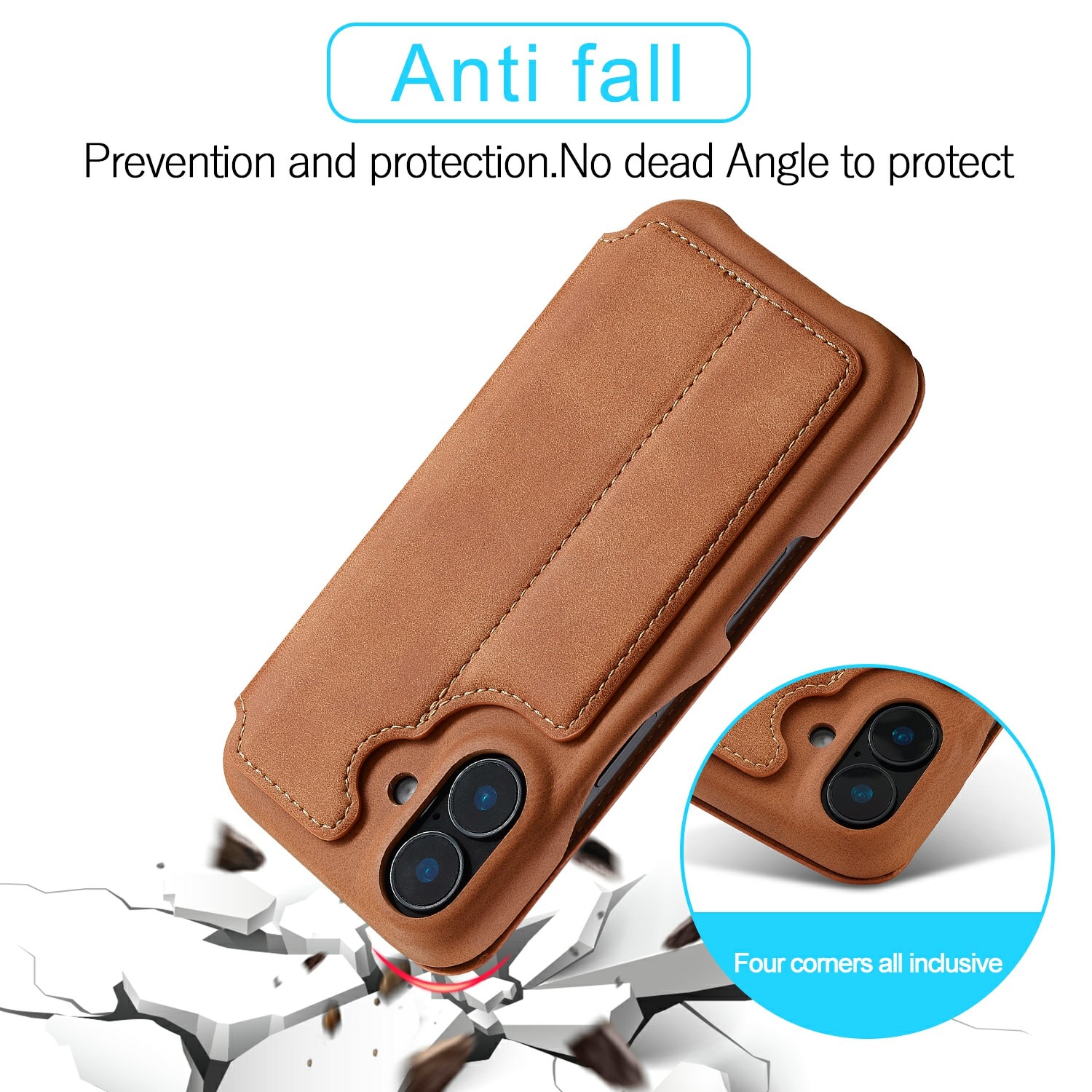 Slim Plånboksfodral iPhone 17 Cognac
