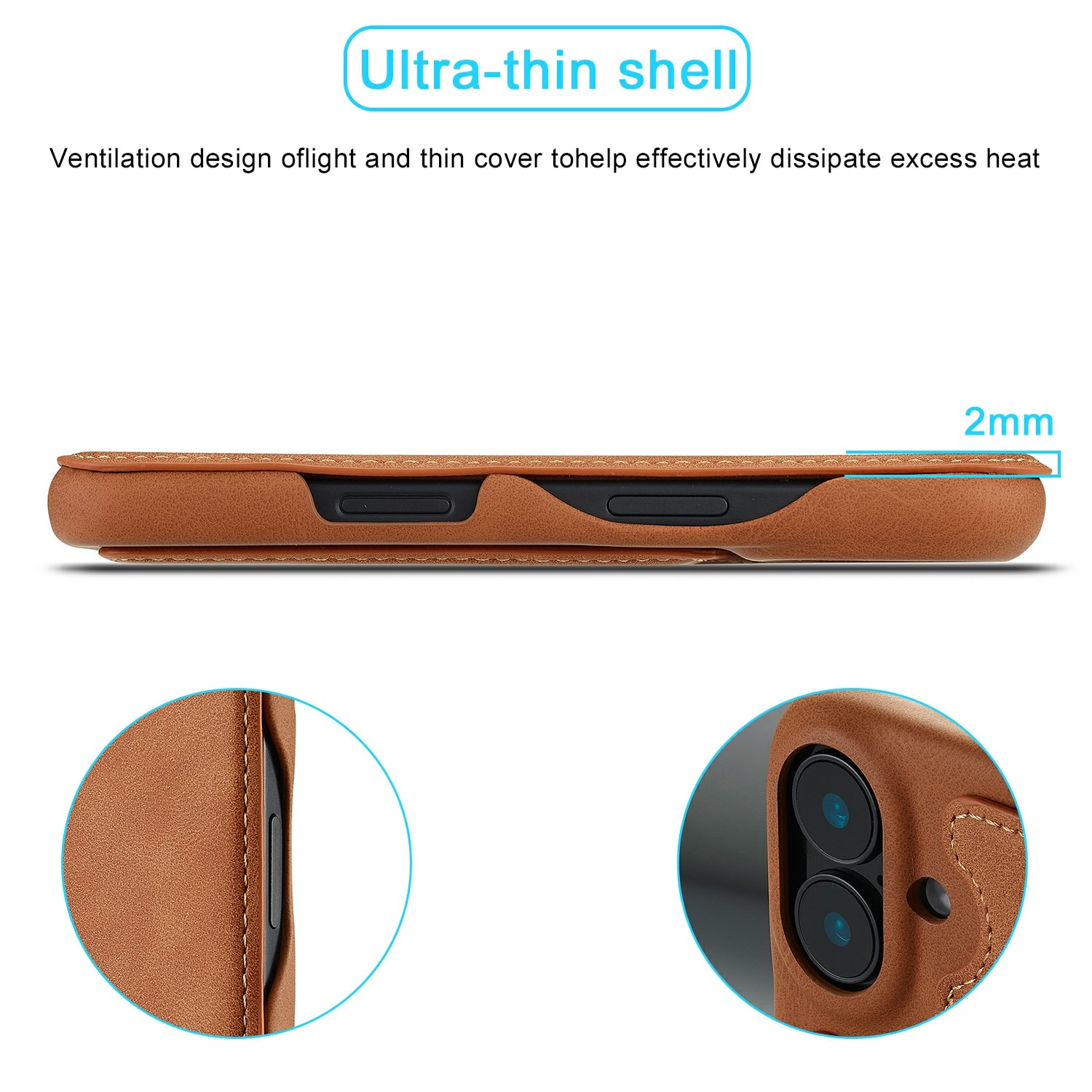 Slim Plånboksfodral iPhone 17 Cognac