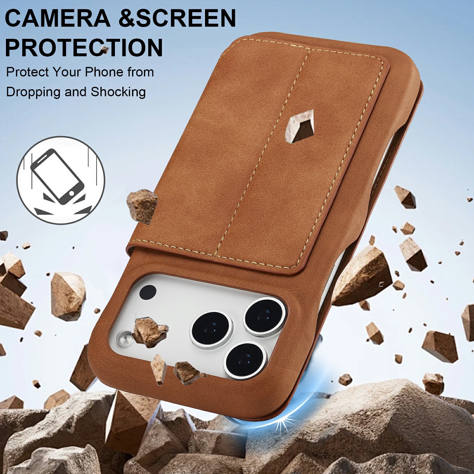 Slim Plånboksfodral iPhone 17 Pro Cognac