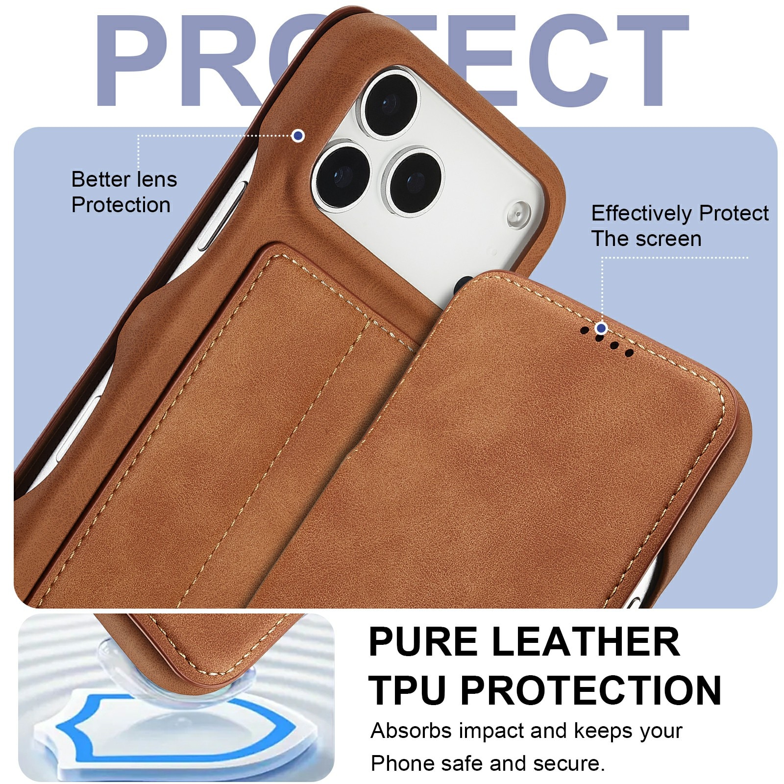 Slim Plånboksfodral iPhone 17 Pro Cognac
