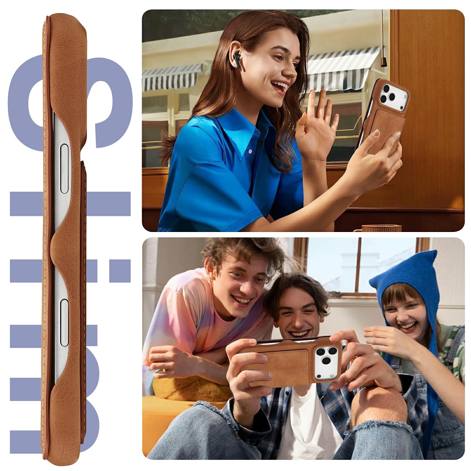 Slim Plånboksfodral iPhone 17 Pro Cognac