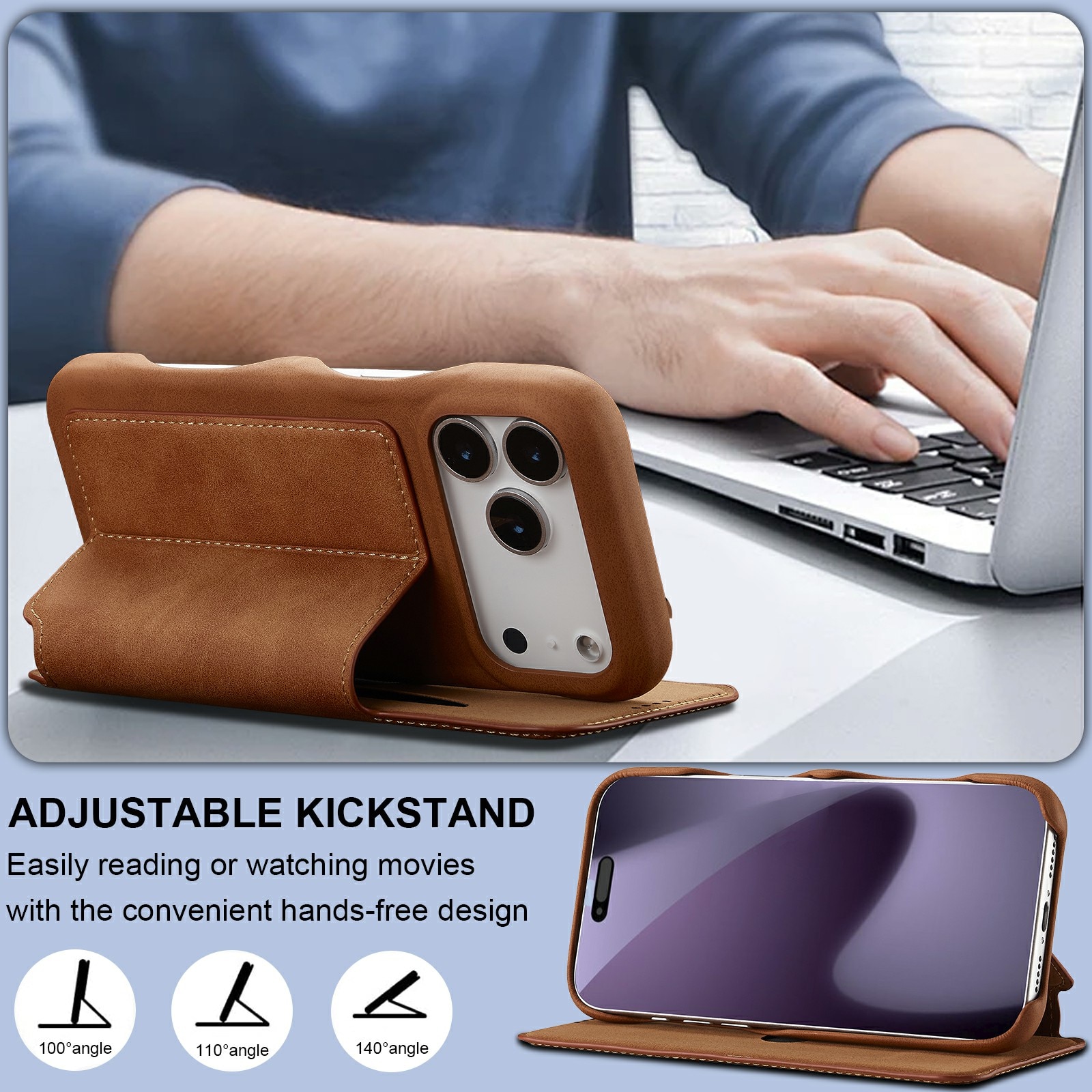 Slim Plånboksfodral iPhone 17 Pro Cognac