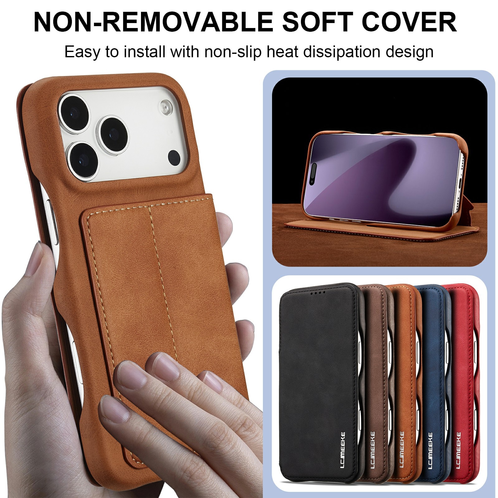Slim Plånboksfodral iPhone 17 Pro Cognac