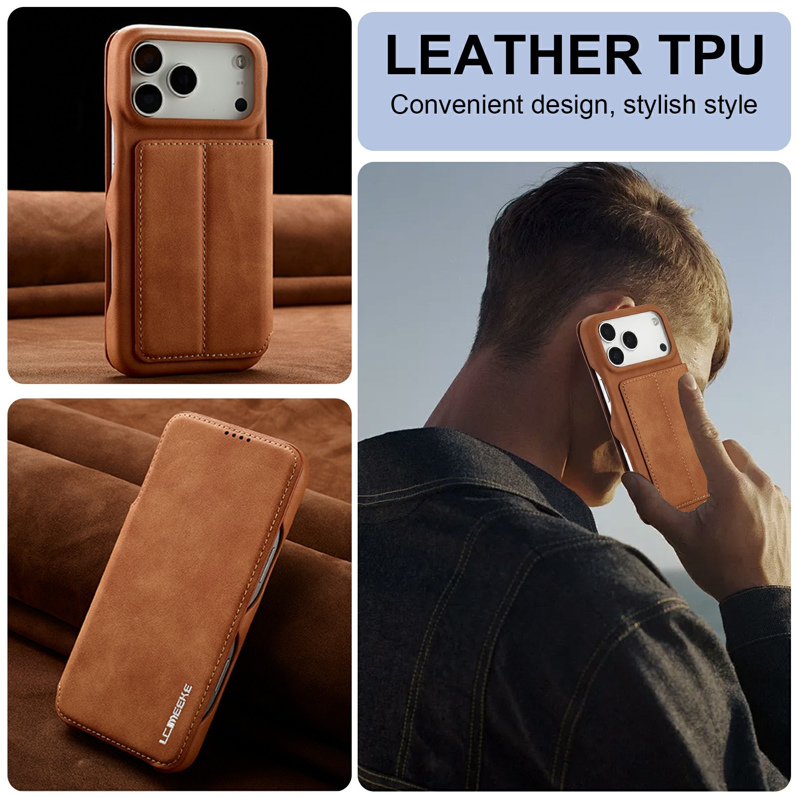 Slim Plånboksfodral iPhone 17 Pro Cognac