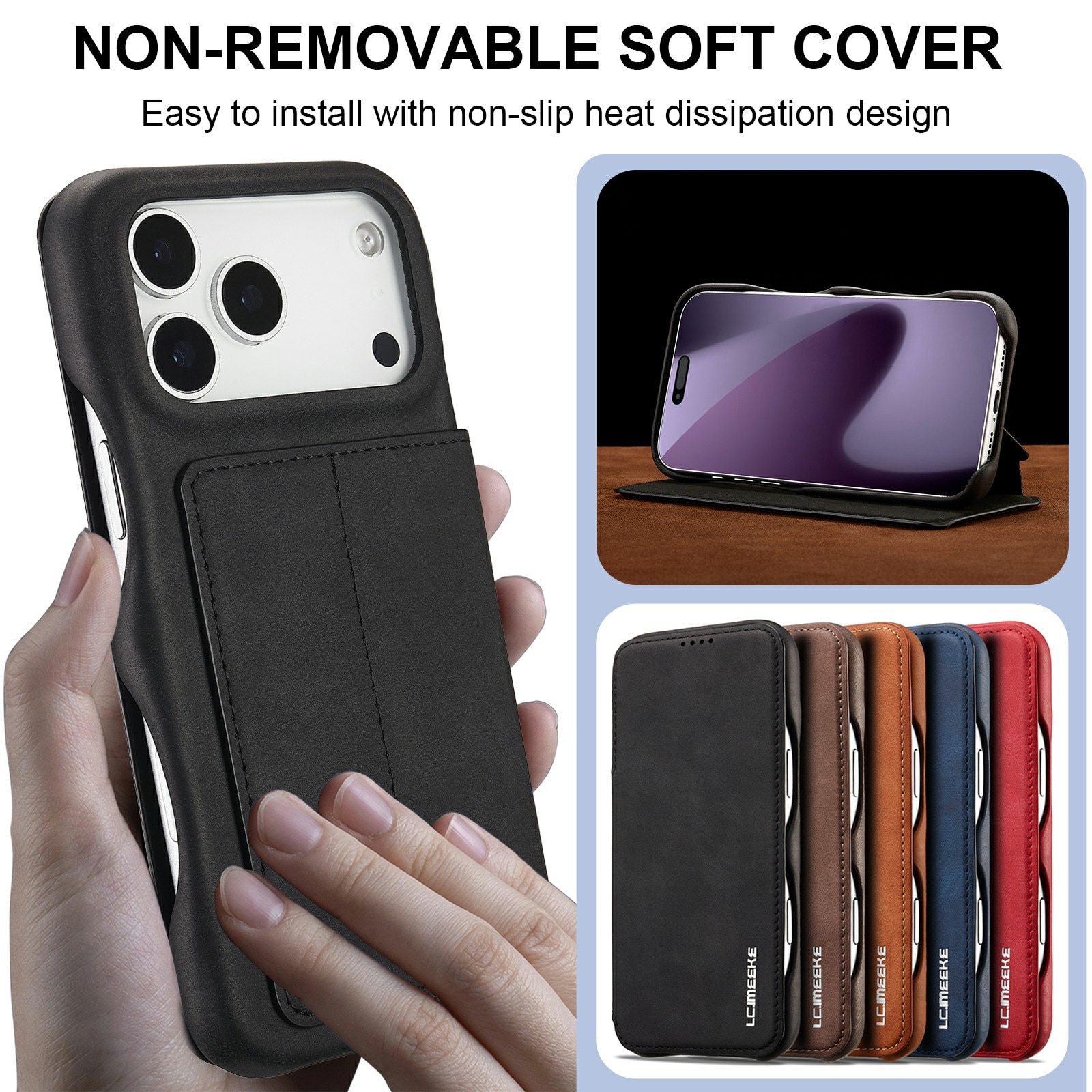 Slim Plånboksfodral iPhone 17 Pro Max Svart