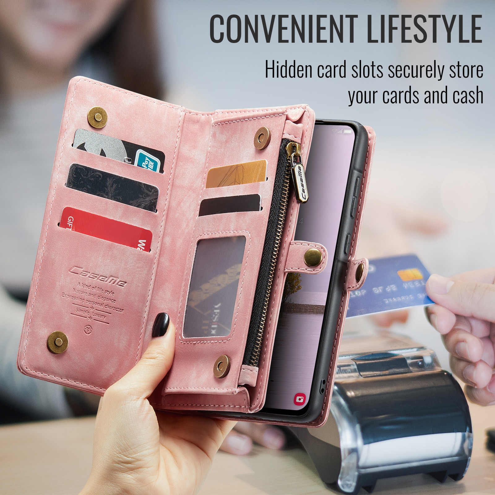 Multi-slot Plånboksfodral Samsung Galaxy A17 Rosa