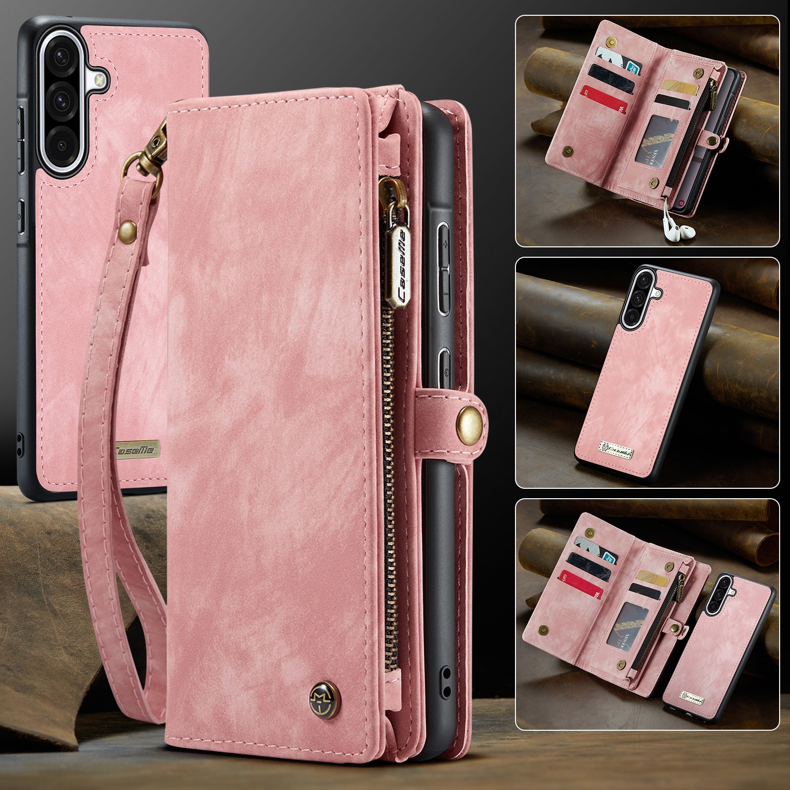 Multi-slot Plånboksfodral Samsung Galaxy A17 Rosa