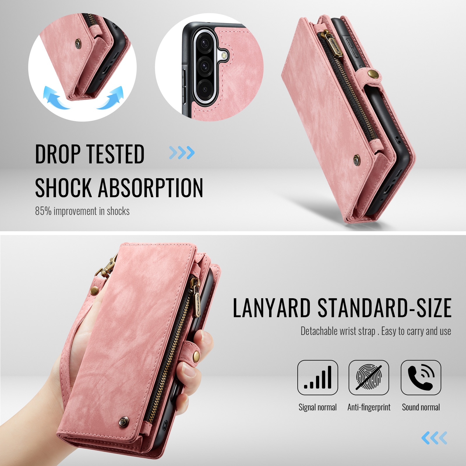 Multi-slot Plånboksfodral Samsung Galaxy A17 Rosa