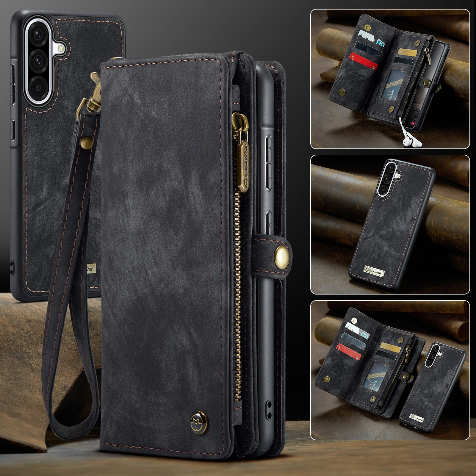 Multi-slot Plånboksfodral Samsung Galaxy A17 Grå