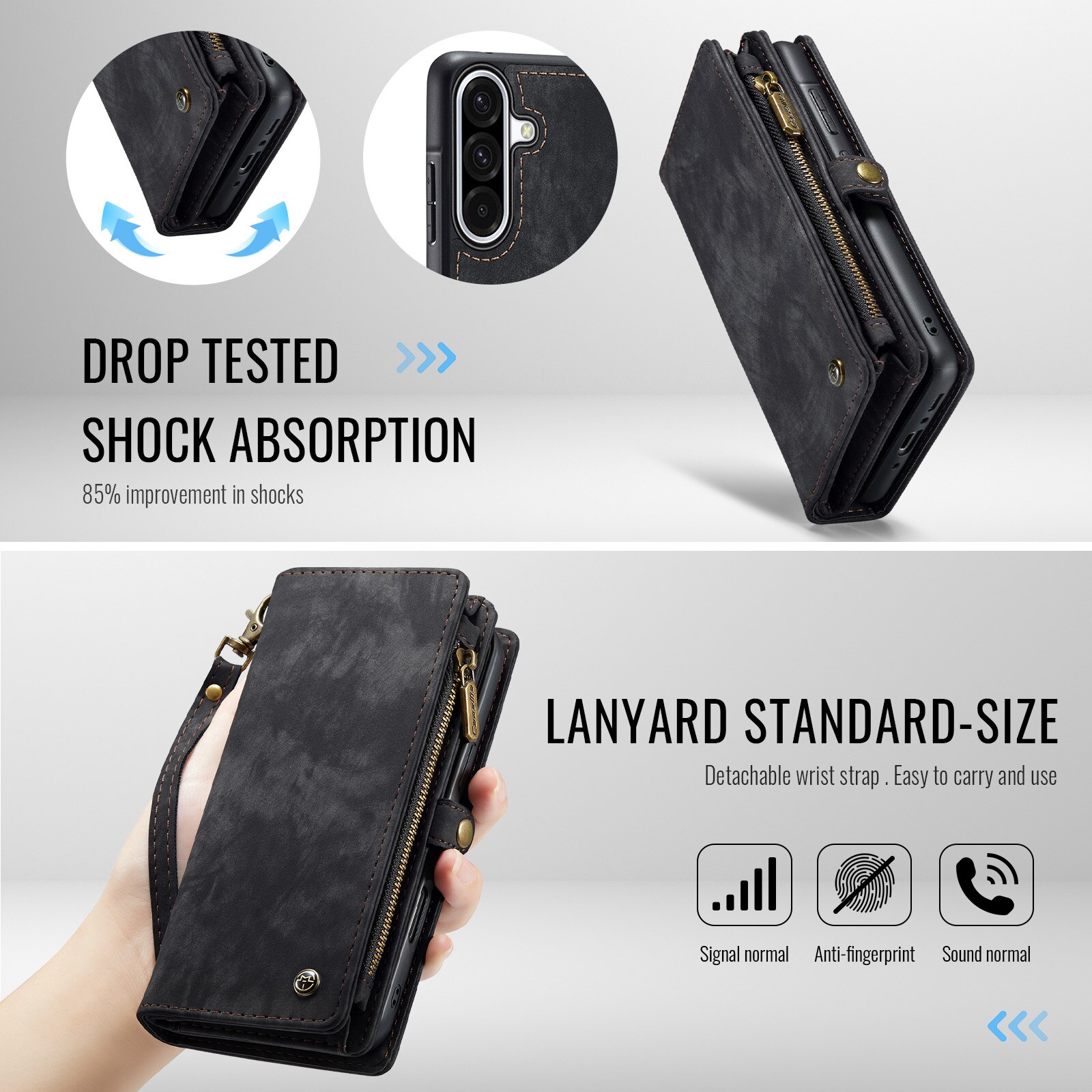Multi-slot Plånboksfodral Samsung Galaxy A17 Grå