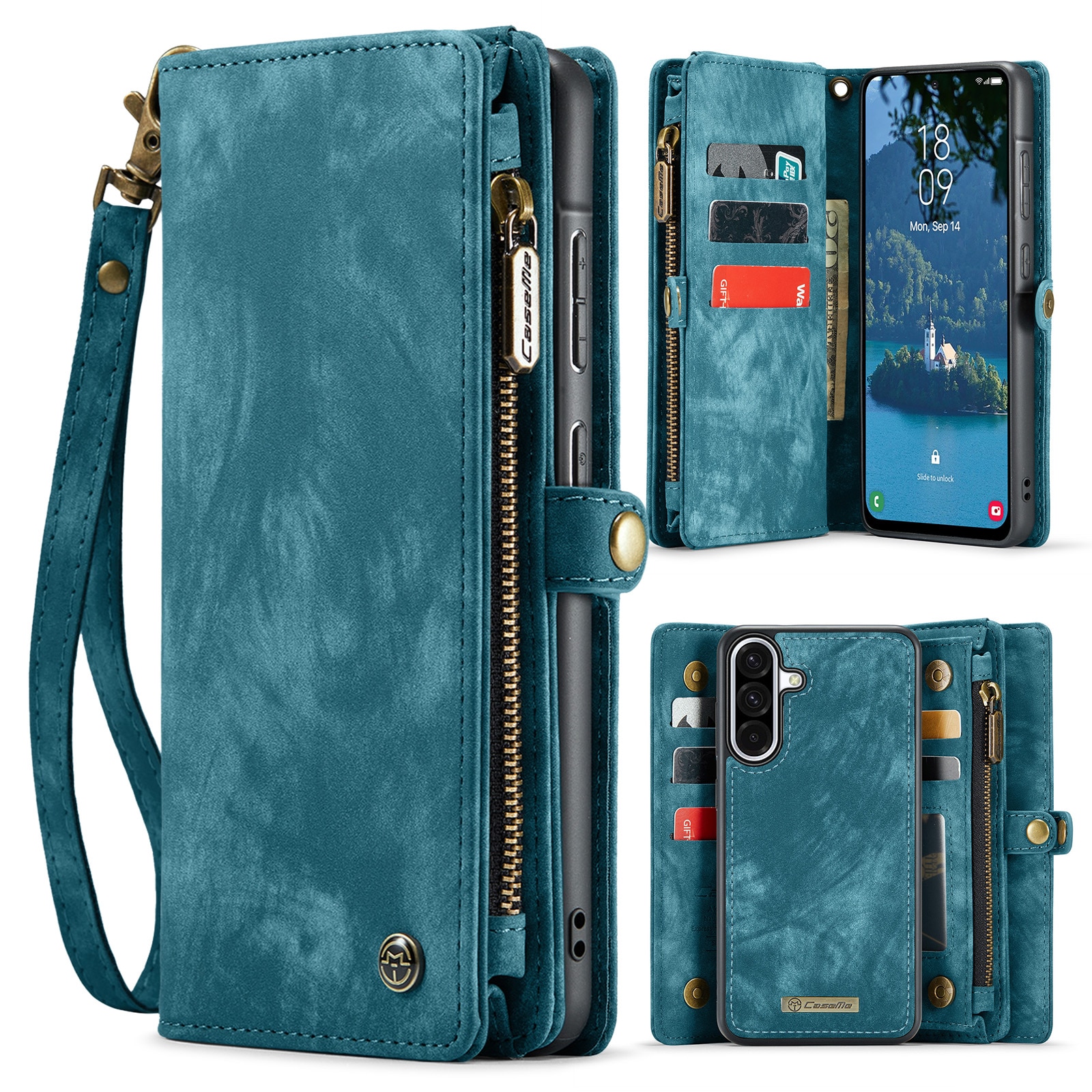 Multi-slot Plånboksfodral Samsung Galaxy A17 Blå