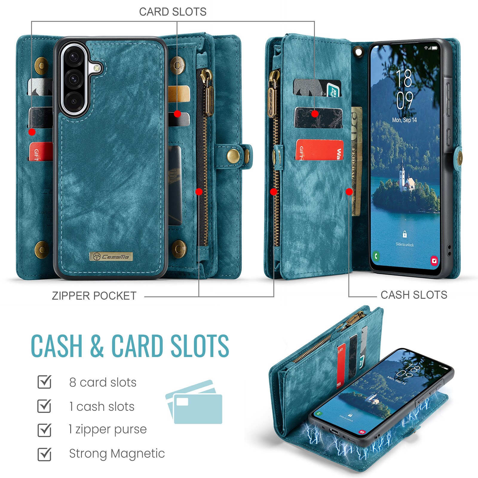 Multi-slot Plånboksfodral Samsung Galaxy A17 Blå