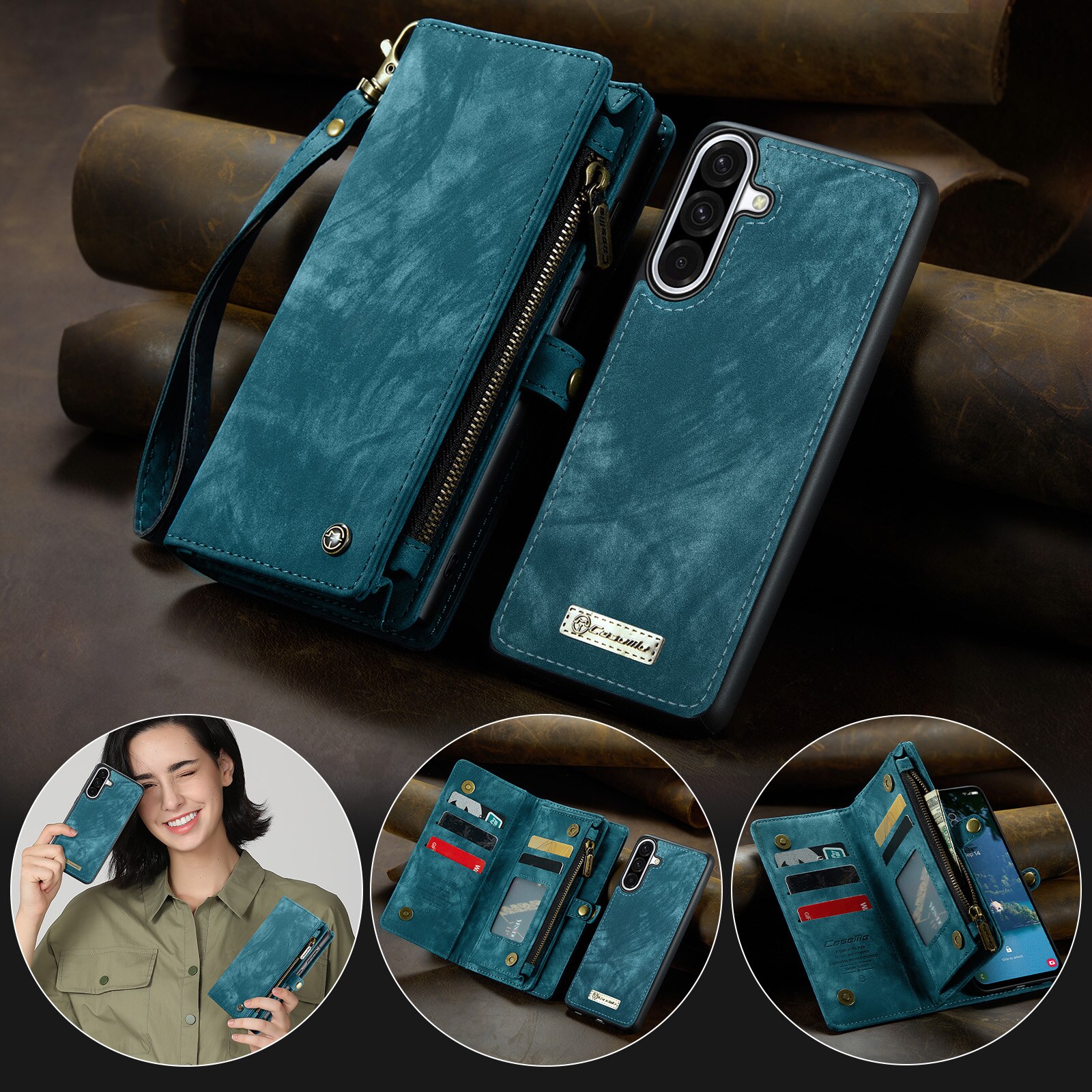 Multi-slot Plånboksfodral Samsung Galaxy A17 Blå