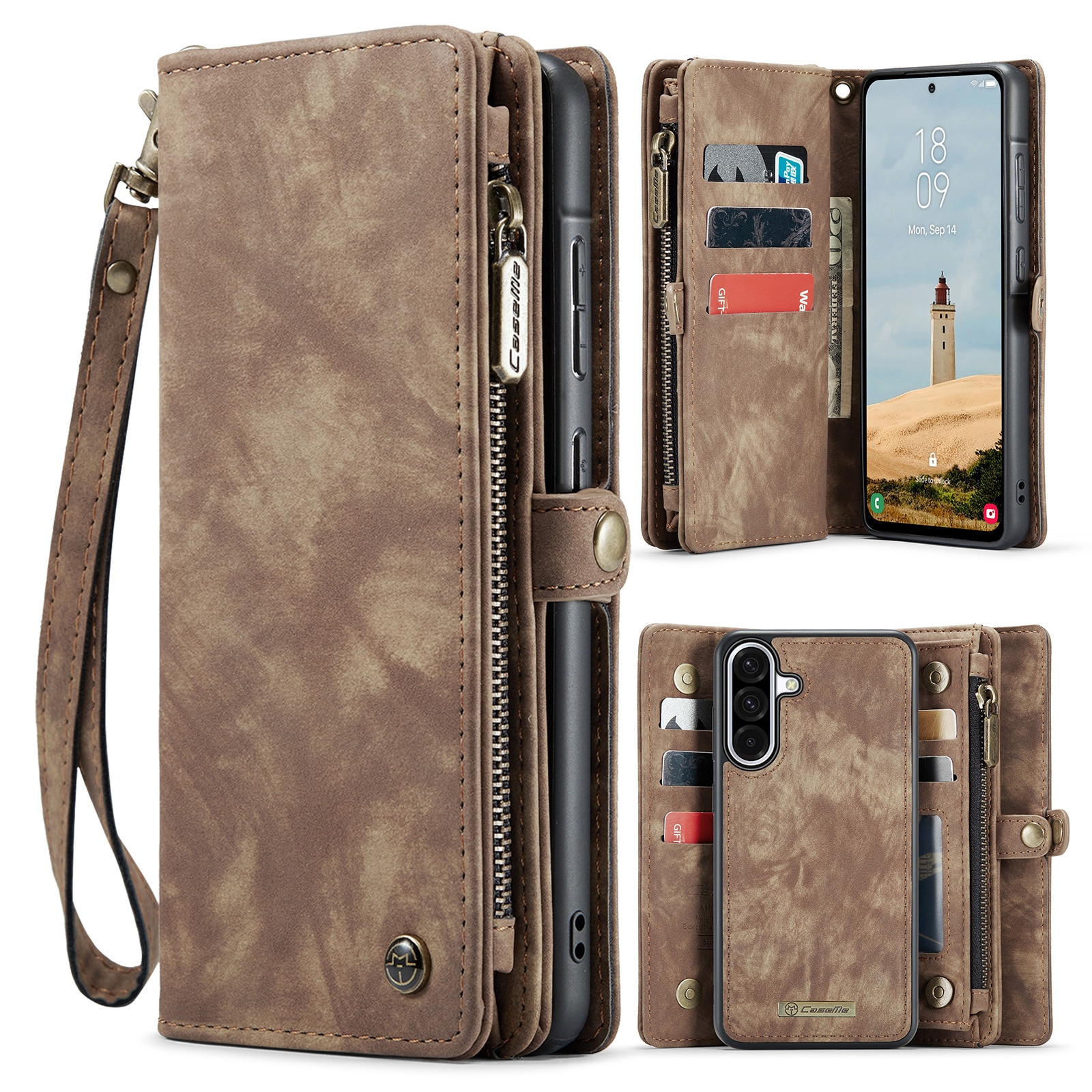 Multi-slot Plånboksfodral Samsung Galaxy A17 Brun