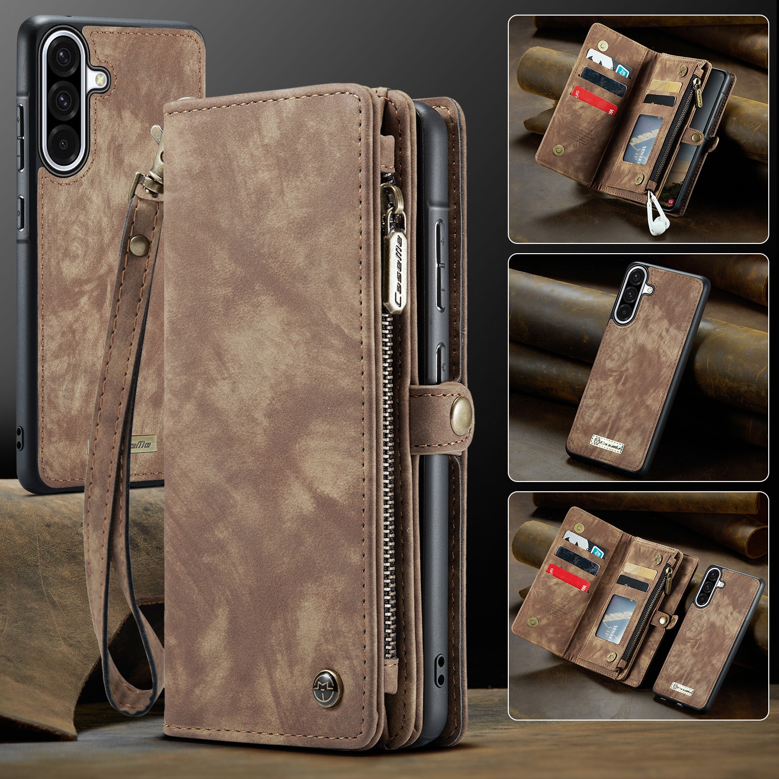 Multi-slot Plånboksfodral Samsung Galaxy A17 Brun