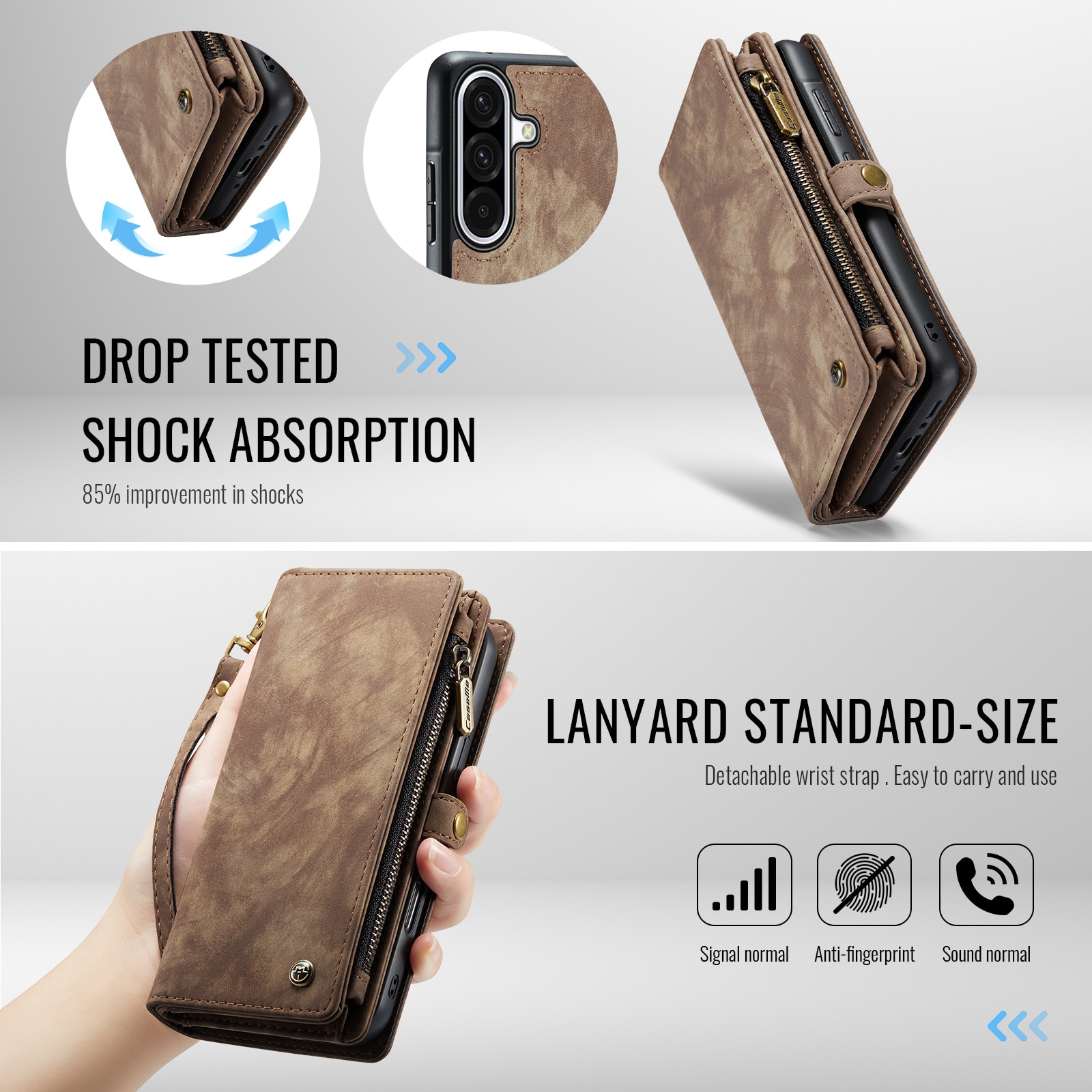 Multi-slot Plånboksfodral Samsung Galaxy A17 Brun