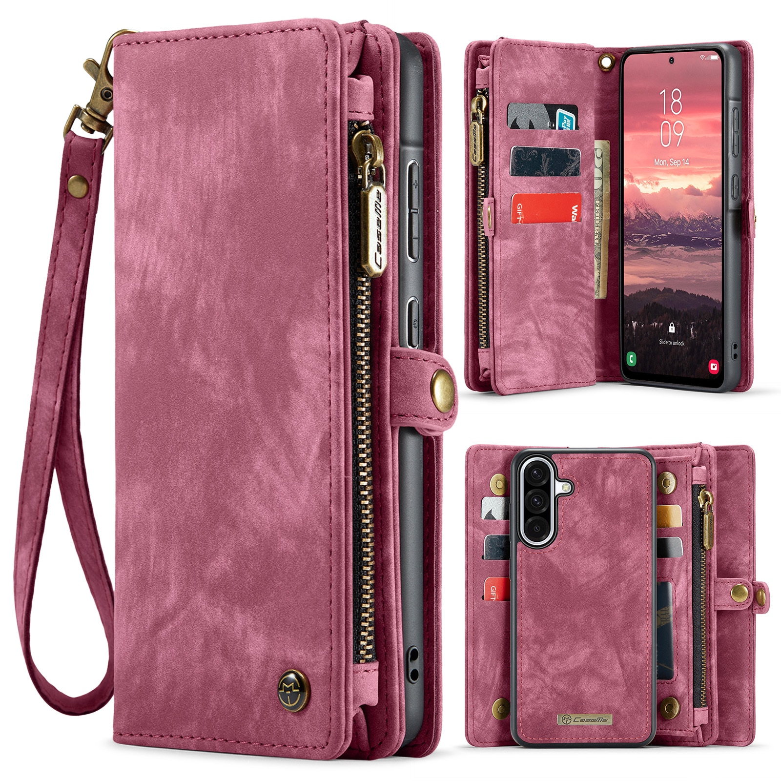Multi-slot Plånboksfodral Samsung Galaxy A17 Röd