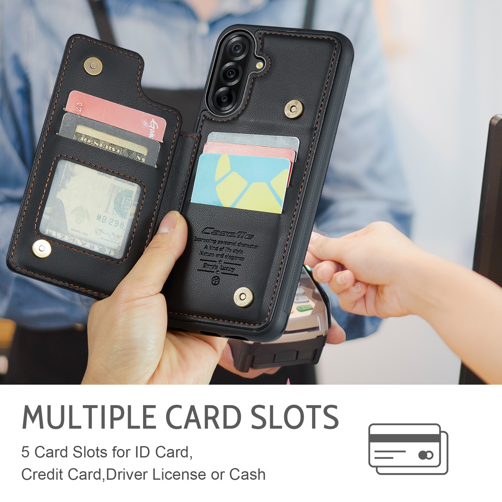 Plånboksskal RFID-skydd Samsung Galaxy A17 svart
