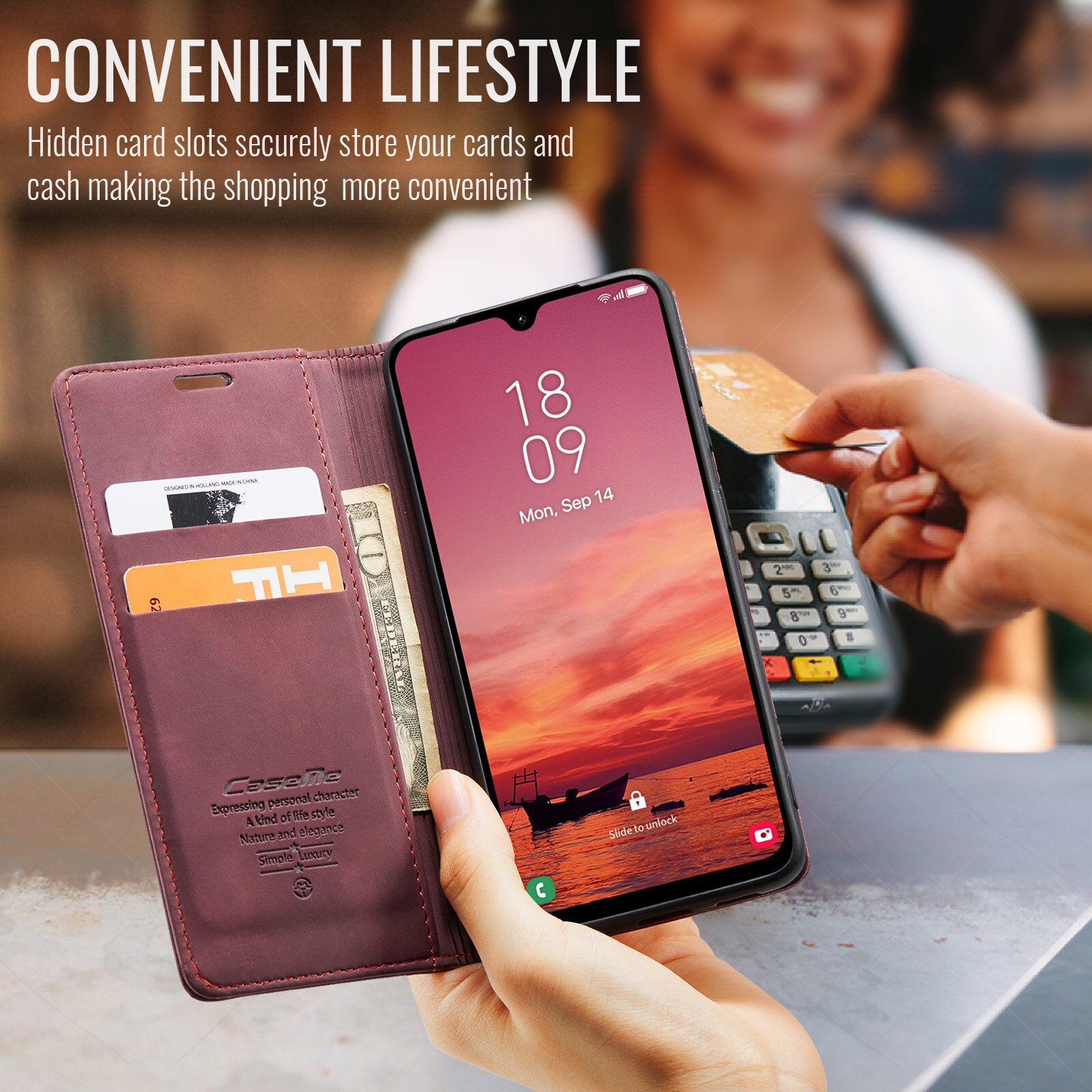 Slim Plånboksfodral Samsung Galaxy A17 Röd