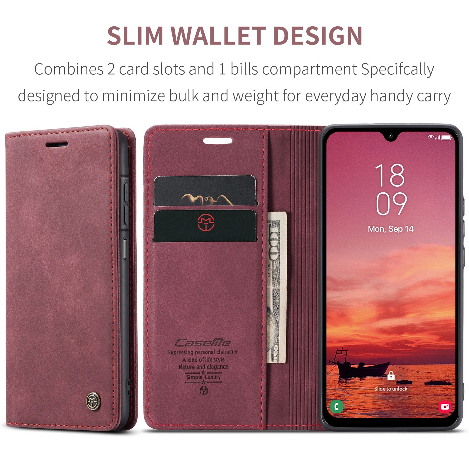 Slim Plånboksfodral Samsung Galaxy A17 Röd